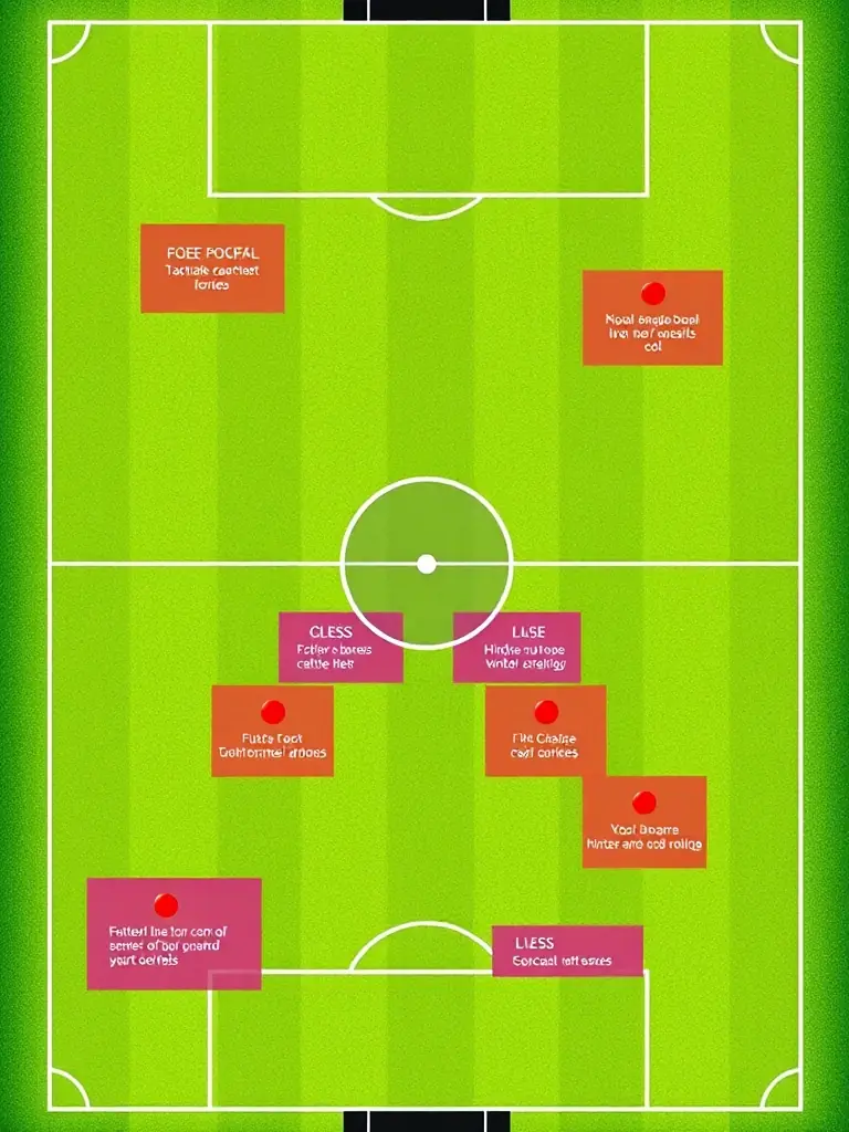 A visual representation of a football pitch with highlighted areas indicating tactical formations and strategies for an upcoming international match.